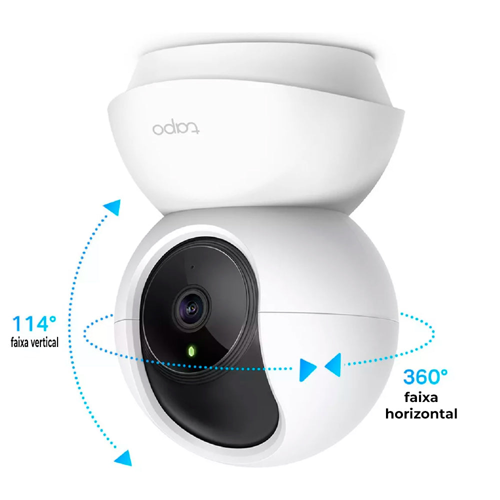 Câmera de Segurança TP-LINK Interna, Tapo TC70, Wi-Fi, 1080P FHD, Visão 360°, Visão Noturna - Branco