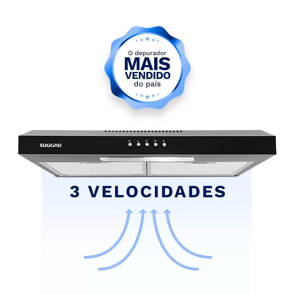 Depurador De Ar Slim Suggar 60cm Preto Dps162pt - 220 Volts
