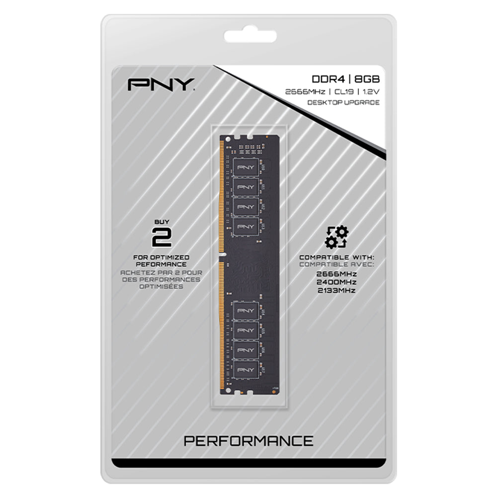 Memória Ram Desktop 8GB 2666Mhz DDR4 CL19, 12V, PNY Performance MD8GSD42666BL