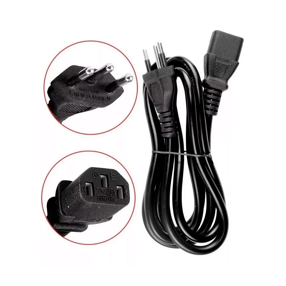 Cabo de Força Tripolar Reforçado 1.30m Para Computador, Monitor, Projetor