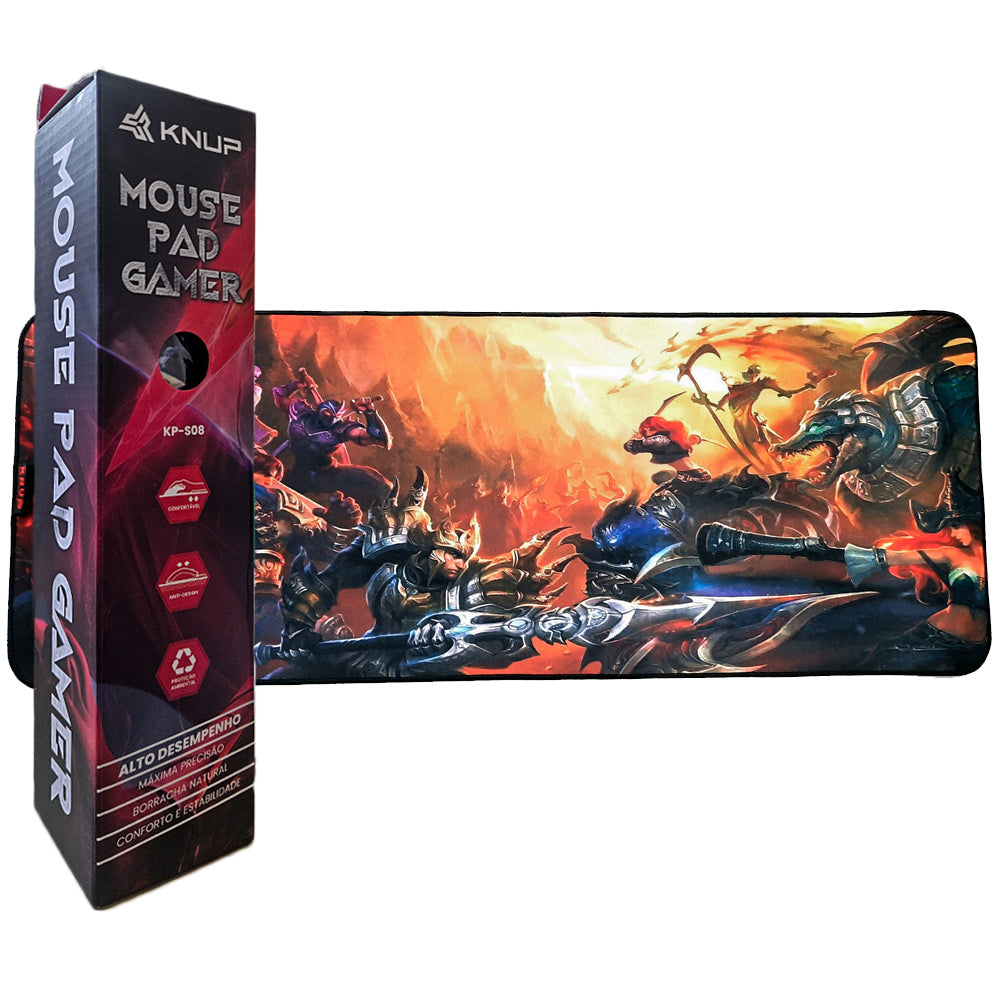 Mouse Pad Gamer Grande KNUP, 800x300mm, Superficíe Antiderrapante e Bordas Costuradas - KP-S08