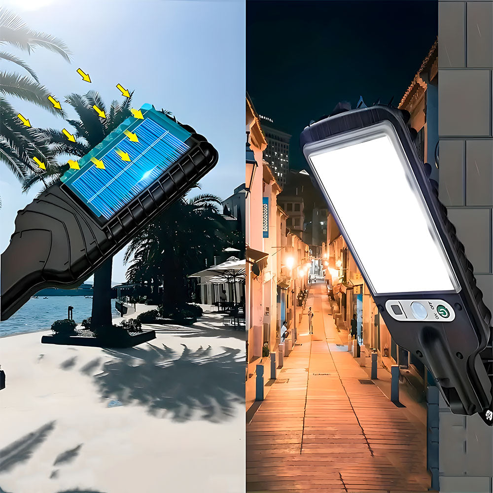 Luminária Solar 400W, 3 Modos de Iluminação, COB 108, Sensor de Movimento