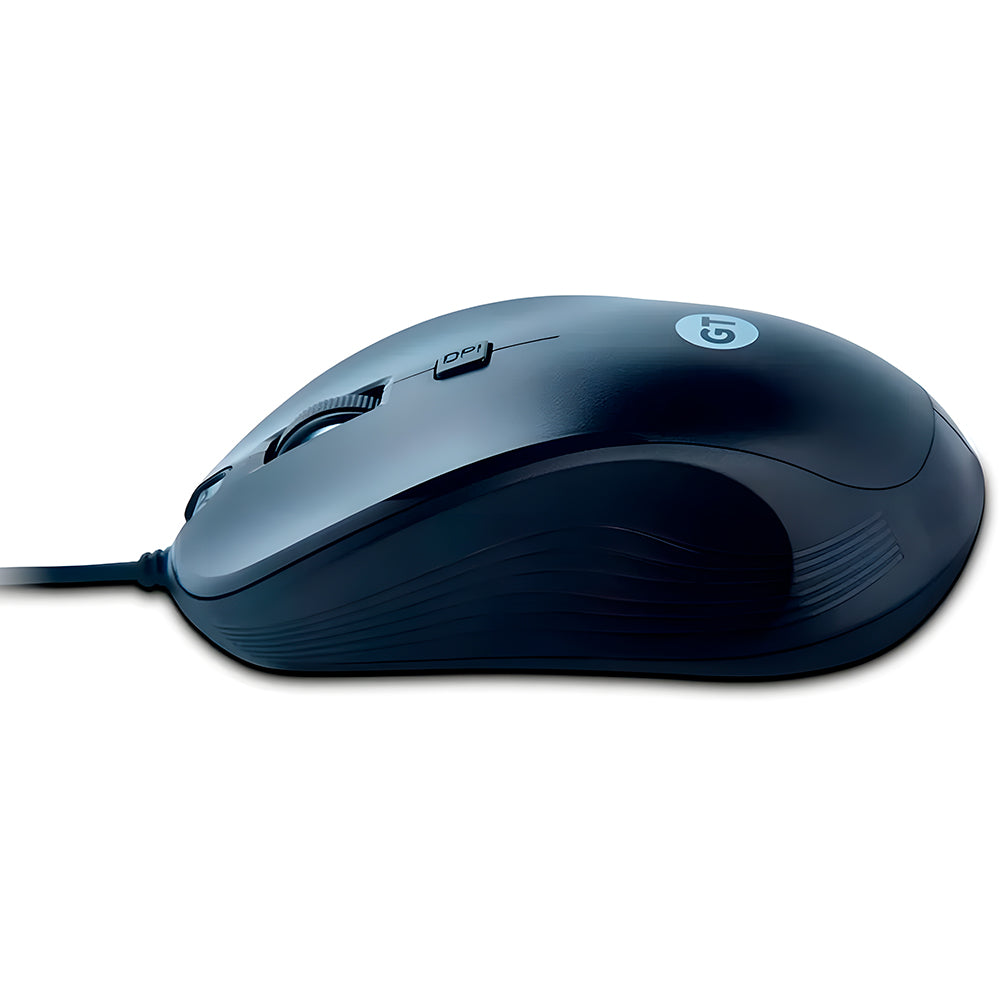 Mouse Óptico Ambidestro, GT Business, 1.200DPI, USB, Cabo 1.50Mt, Emborrachado, Preto