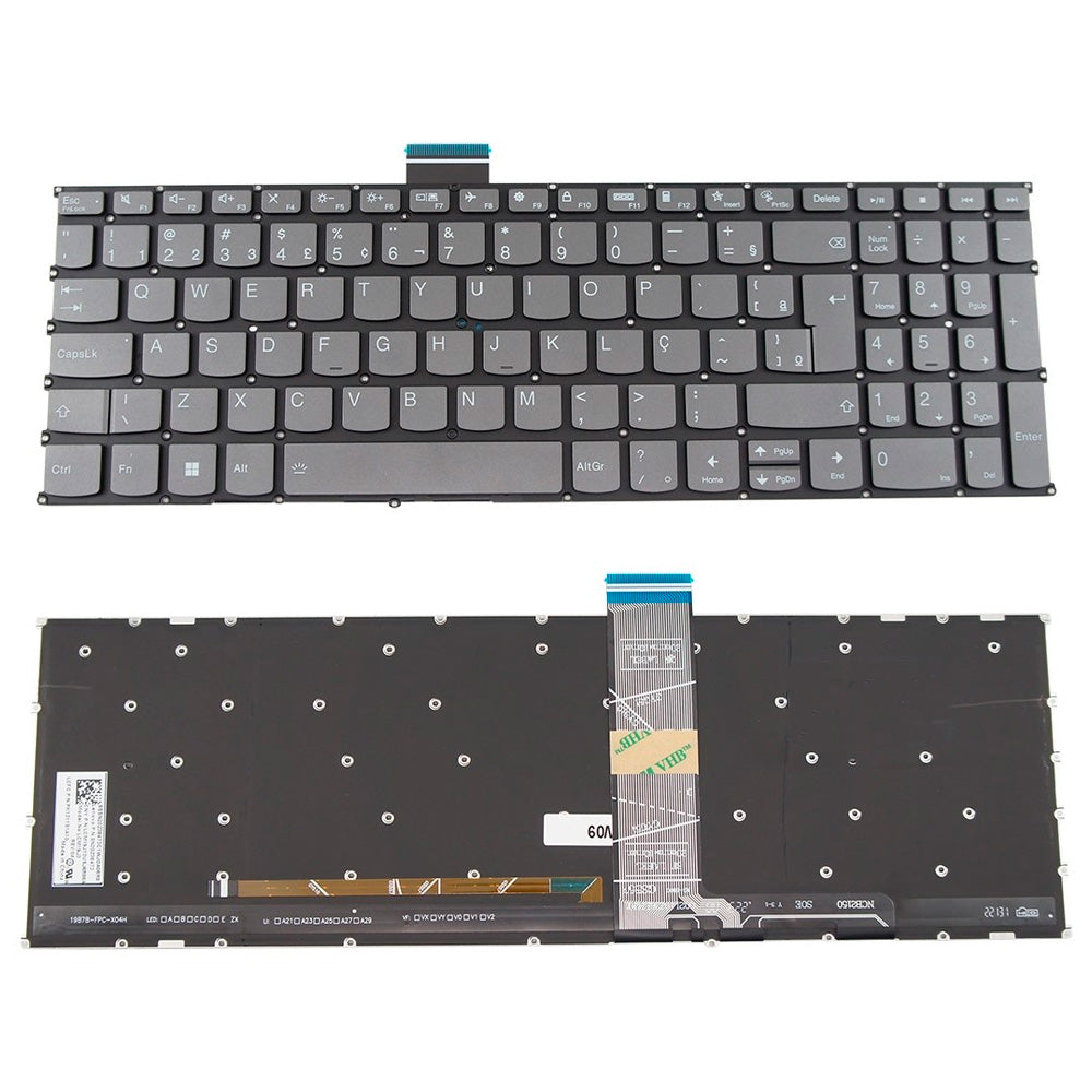 Teclado Para Notebook Compatível Com Lenovo Ideapad 3-15itl6 Cinza, BR-ABNT2 - Sem Moldura
