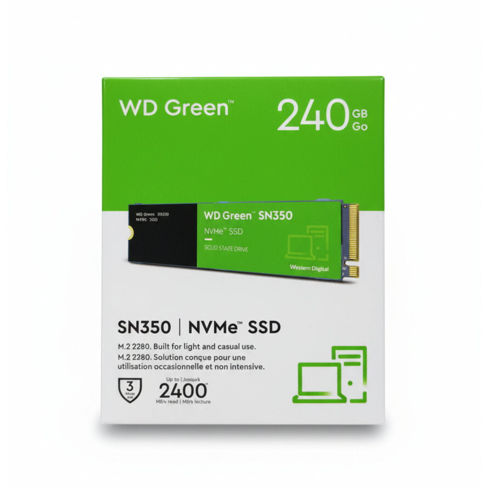SSD M.2 Nvme 240GB, Western Digital, WD GREEN, 2280 SN350 PCIe Leitura: 2400MB/s e Gravação: 1650MB/s - WDS240G2G0C