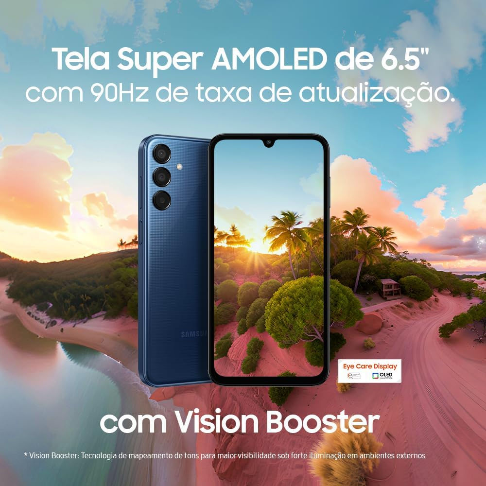 Smartphone Samsung Galaxy M15 5G Cinza 128GB 4GB RAM Tela 6.5" Super AMOLED FHD+ 90Hz Câmera 50MP, SM-M156B/DSN