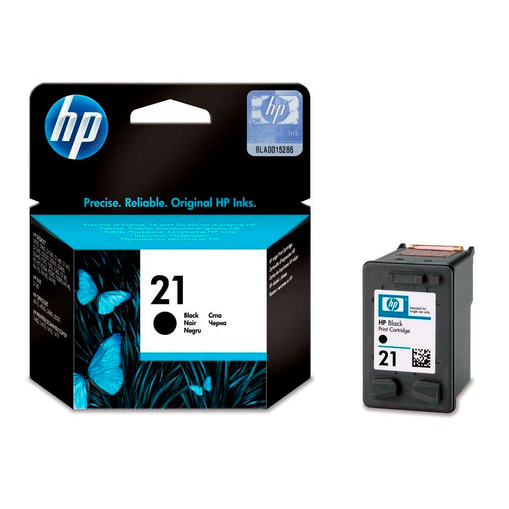 Cartucho de Tinta HP 21 Preto Original (C9351AB), Para HP Officejet J3680, J5508, Deskjet F2224 - 190 Páginas