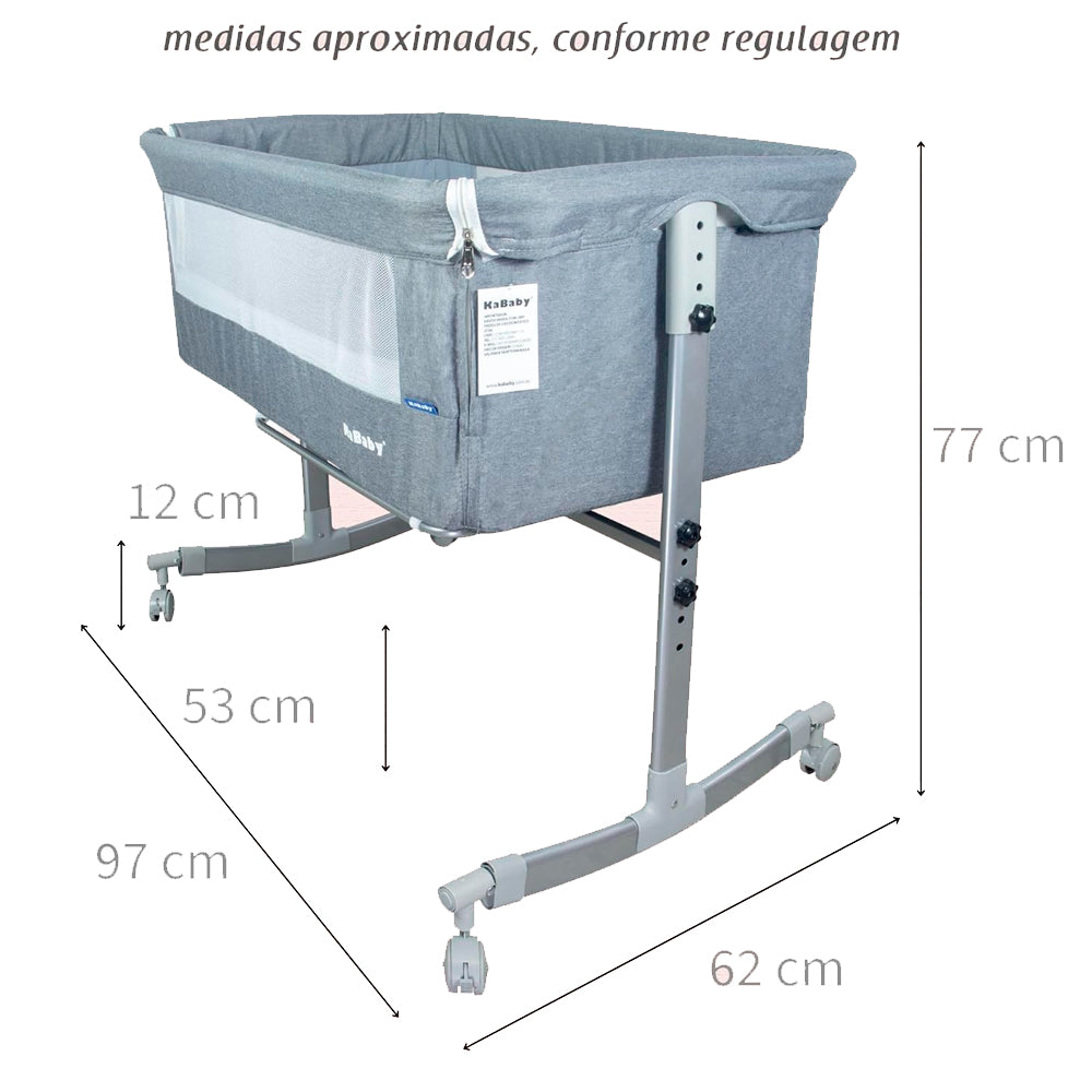 Berço Portátil Moisés Co-bed Cinza Kababy 9 Posições