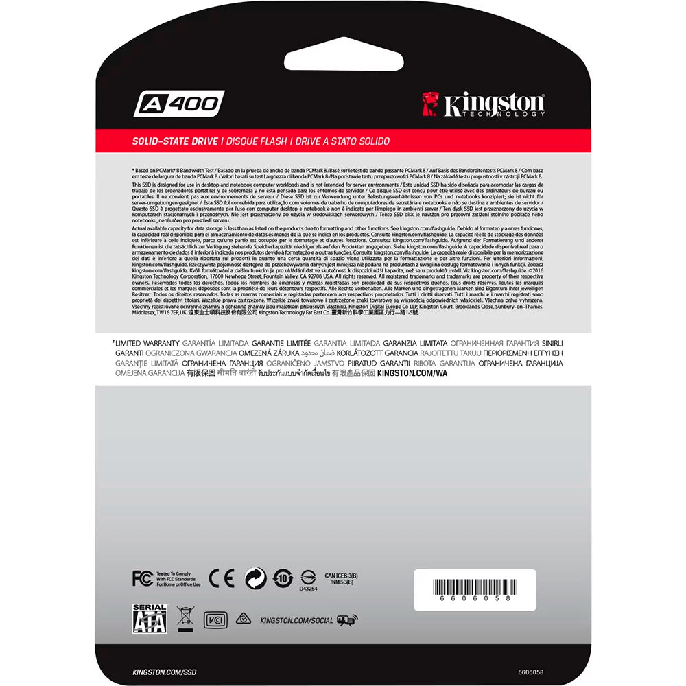HD SSD Kingston A400 120GB 2.5" SATA Rev. 3.0 6Gb/s SA400S37/120GCN - Cartela