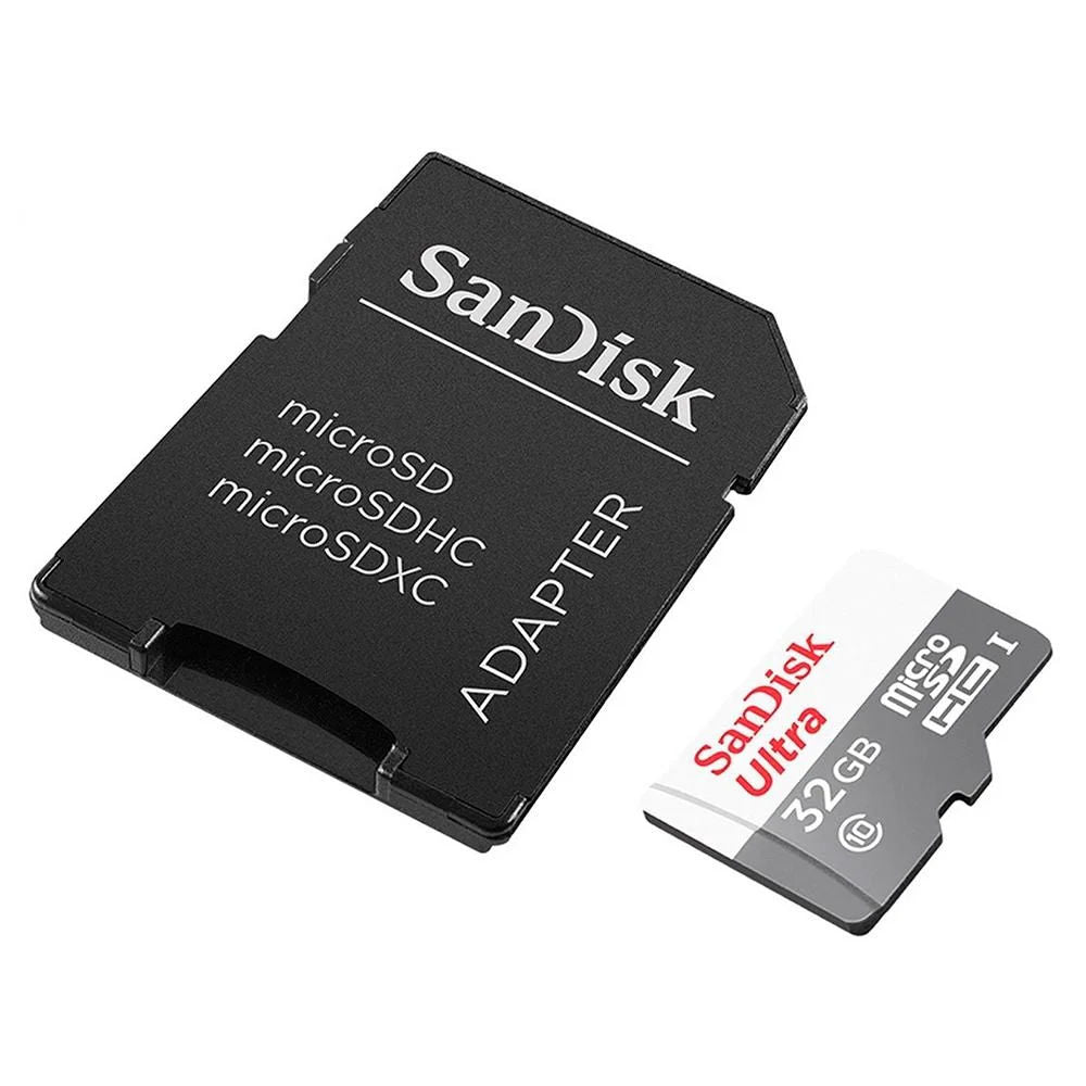 Cartão de Memória 32GB Sandisk Ultra MicroSDHC UHS-I 100MB/s Com Adaptador SDSQUNR-032G-GN3MA