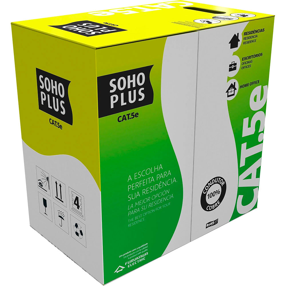 Caixa Cabo de Rede Sohoplus Furukawa U/UTP CAT.5e 24AWGX4P ROHS - Cinza