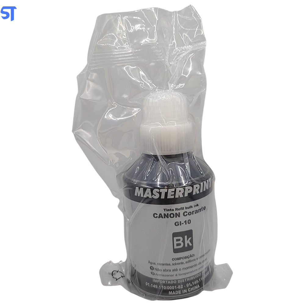 Refil de Tinta Compatível Canon Bulk Ink GI-10 Corante Preto BK 170ML MasterPrint