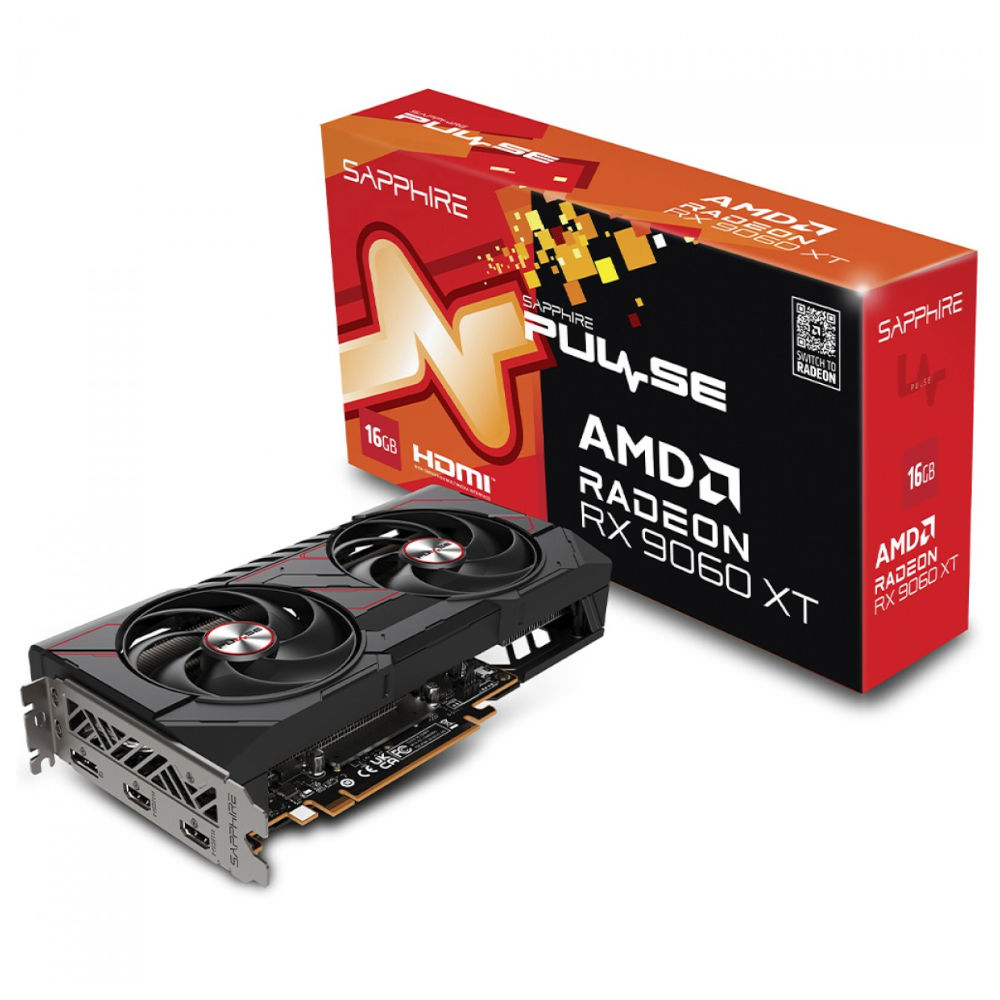 Placa de Vídeo Sapphire Pulse AMD Radeon RX 9060 XT 16GB GDDR6 FSR, Ray Tracing, 11350-03-20G - Open Box