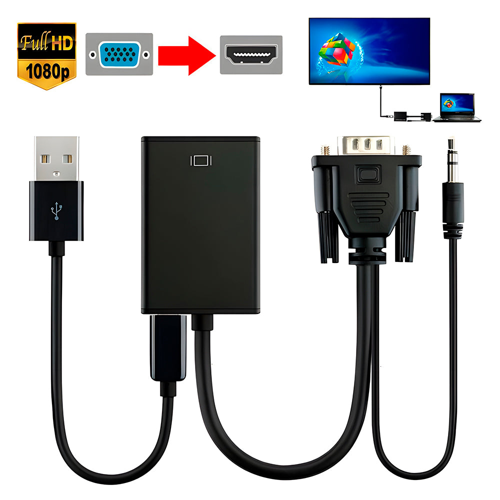 Adaptador Conversor VGA Para HDMI Com Audio e Vídeo Full HD, Exbom - CC-VHA30