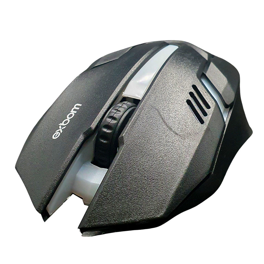 Mouse Gamer USB, 1.200 DPI, LED RGB Multicores, 4D Fighter, Preto, Exbom - MS-62