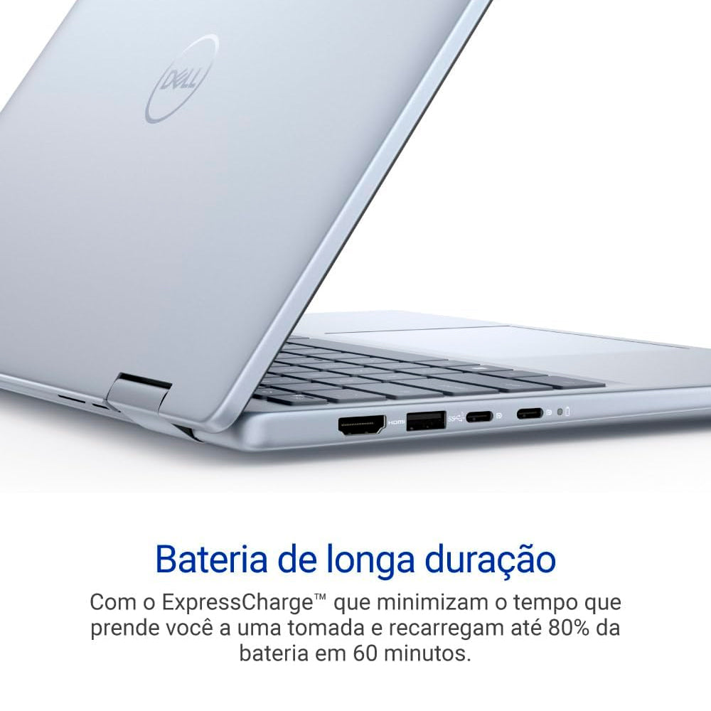 Notebook 2 em 1 Dell Inspiron 2IN1-I1300-A30 14" FHD+ Touch Intel Core i5 16GB 512GB SSD Windows 11 Prata Gelo