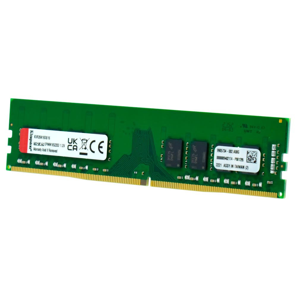Memória RAM Kingston 16GB 2666MHz DDR4 Desktop DIMM CL19 PC4-21300 - KVR26N19D8/16