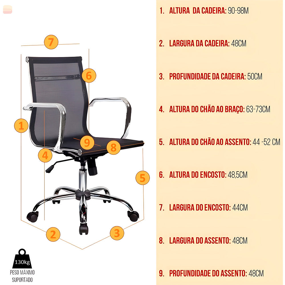 Cadeira Escritório Diretor Firenze Giratória Regulagem Preto