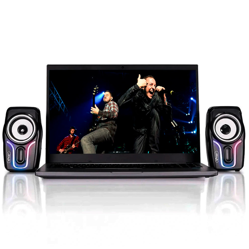 Caixa de Som Multimídia, LED RGB, Com 2 Canais, Para PC, Notebook, Amplificação 6W RMS, Knup, KP-RO804, Preta