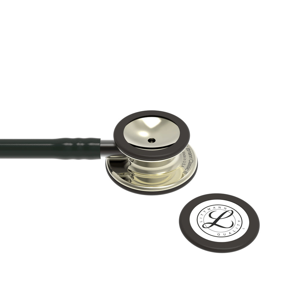 Estetoscópio 3M Littmann Classic III Preto com Champanhe Espelhado e Conector Preto - 5861