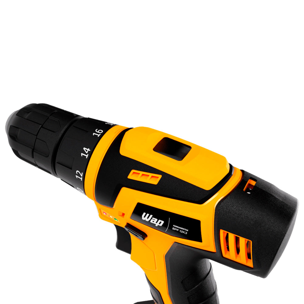 Parafusadeira E Furadeira WAP A Bateria Li-Ion 12V BPF 12K3 Carregador Bivolt Sem Fio Com Maleta E Kit De 13 Acessórios