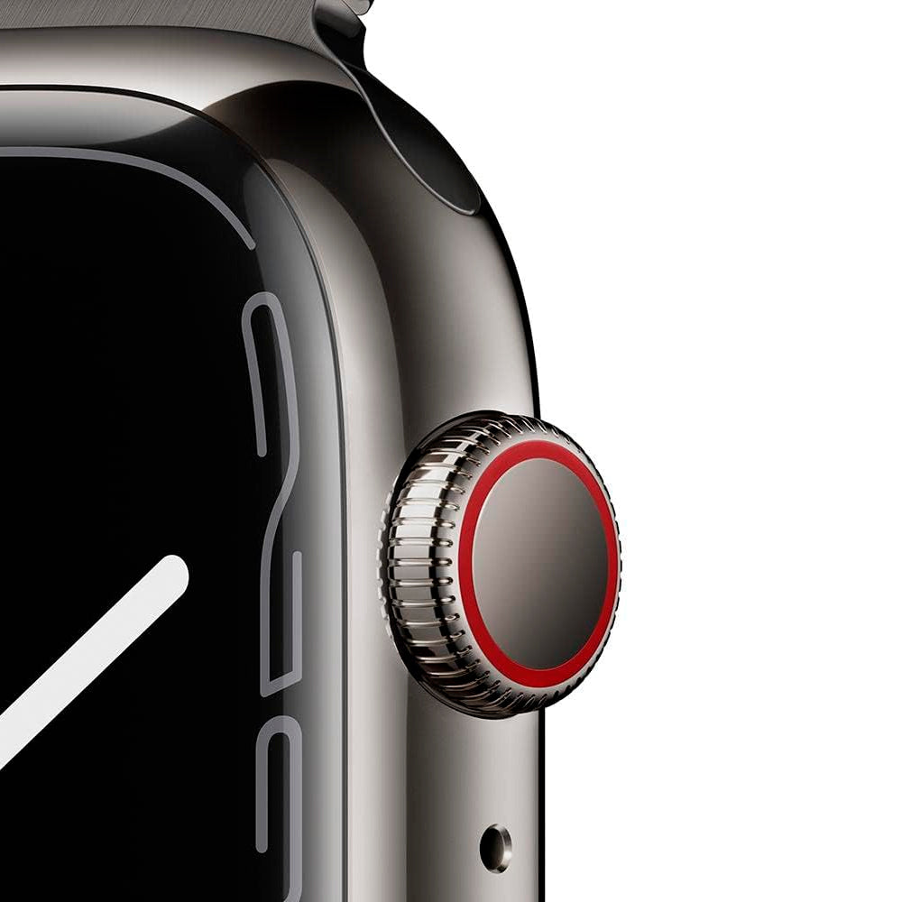 Smart Watch Apple Series 7 GPS + Cellular, Caixa em Aço inoxidável Grafite de 45mm, Com Pulseira Estilo Milanes, Grafite