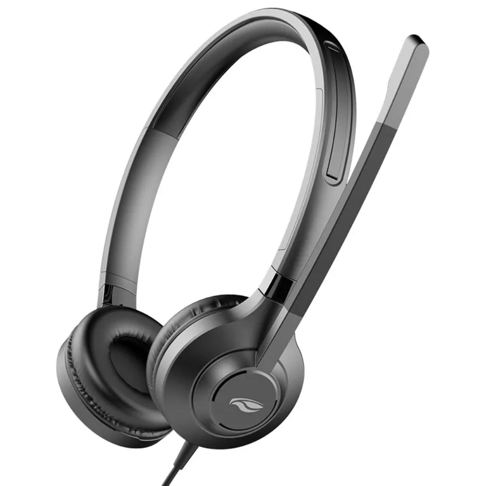 Fone Headset USB PH-360BK C3Tech, Som Estéreo, Cancelamento de Ruído ENC, Controle no Cabo, Preto
