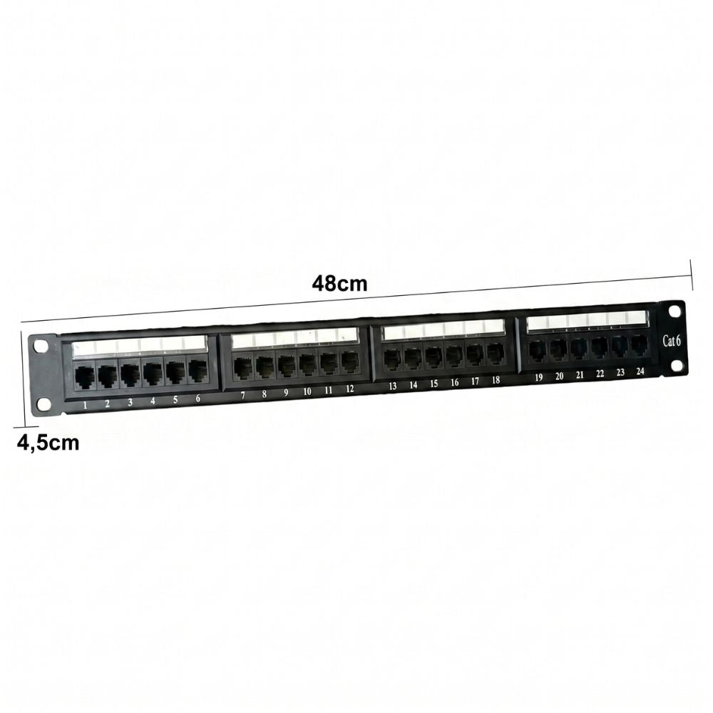 Patch Panel  24 Portas Cat6 Rj45 Certifica Fluke Rede