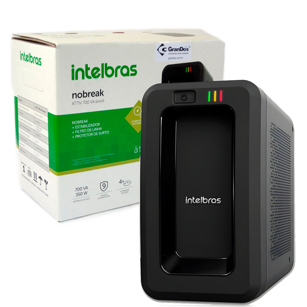 Nobreak Intelbras ATTIV 700VA, Semi Senoidal, Bivolt, 4 Tomadas de Saída, Com Bateria, Preto