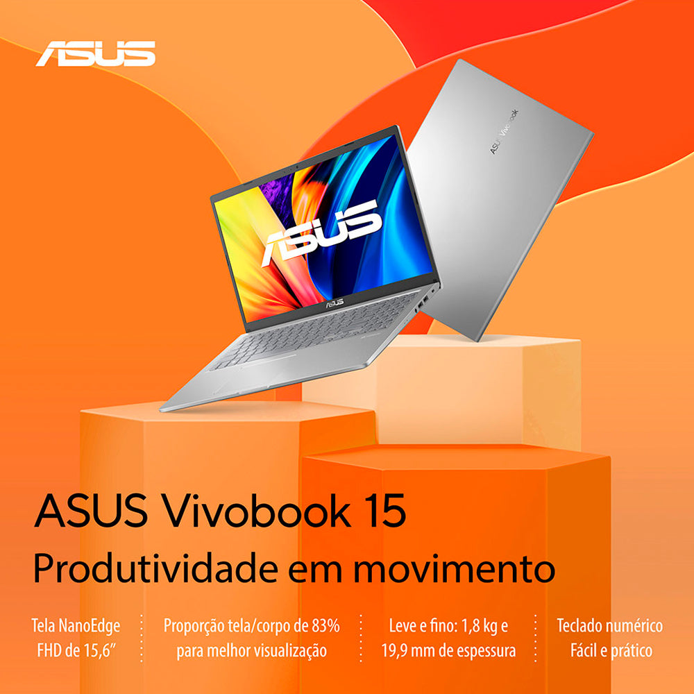 Notebook ASUS Vivobook 15, Intel Core i3 1115G4, 8GB, 512GB SSD, Tela Full HD, 15,6