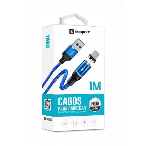 Cabo Magnetico Para Carregamento USB Azul Sumexr SX-B16V8