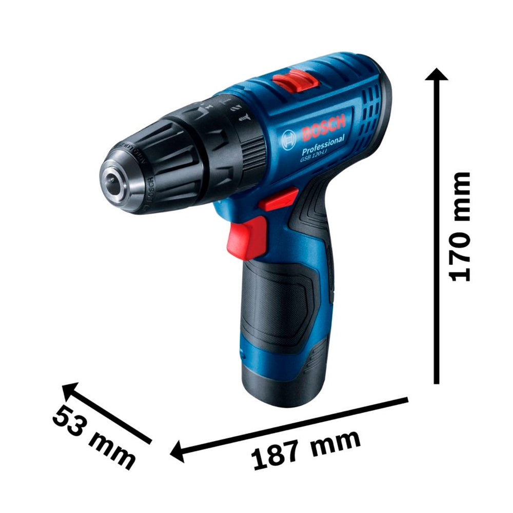 Parafusadeira e Furadeira Bosch GSB 120-Li 12V Com 1 Bateria e Maleta