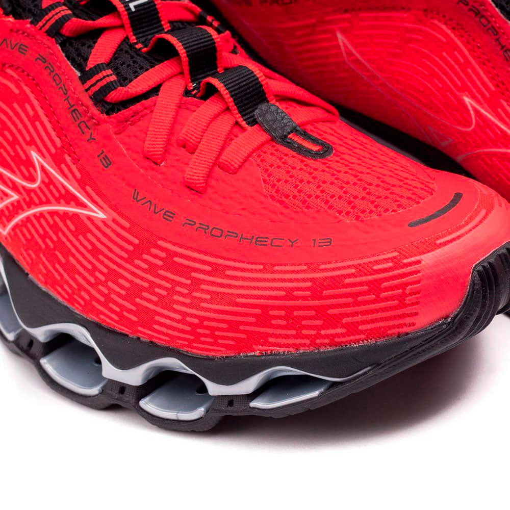 Tênis Mizuno Wave Prophecy 13 Masculino, Tamanho 42, Vermelho, Infinity Wave, U4ic, X10, Drop 10.5mm