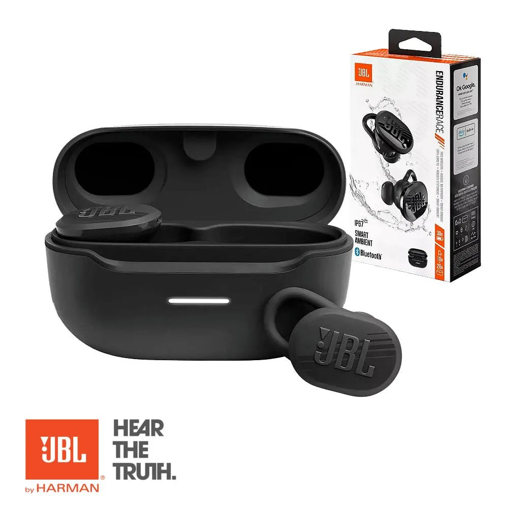 Fone Sem Fio JBL Endurance Race TWS Bluetooth 30h Smart Ambient Preto