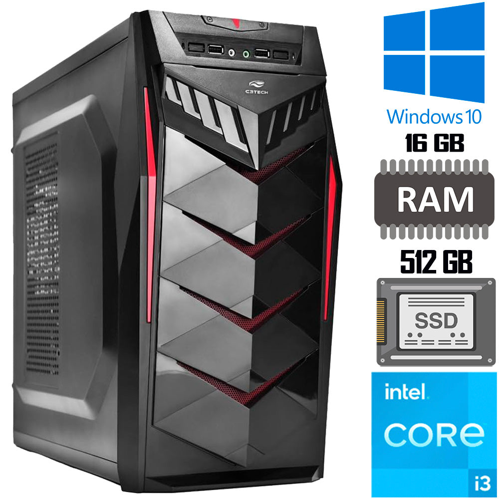 Computador Gamer Intel Core i7- 12700 | Memoria 16GB DDR4 - SSD 512GB  - C3Tech- Placa de Video 4GB- Teclado Mouse e Cab