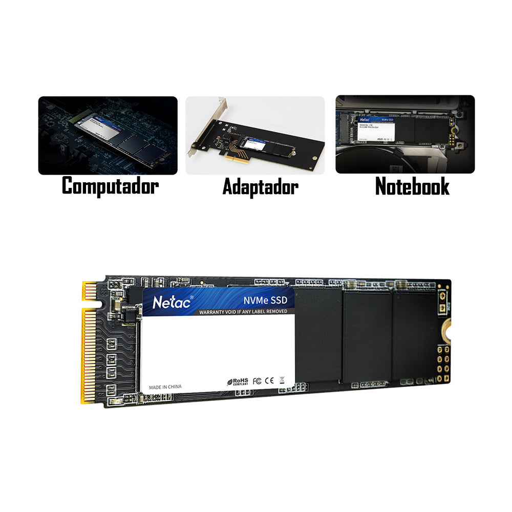 SSD M.2 NVME 512GB Netac 2400Mb/s Leitura 1700Mb/s Escrita