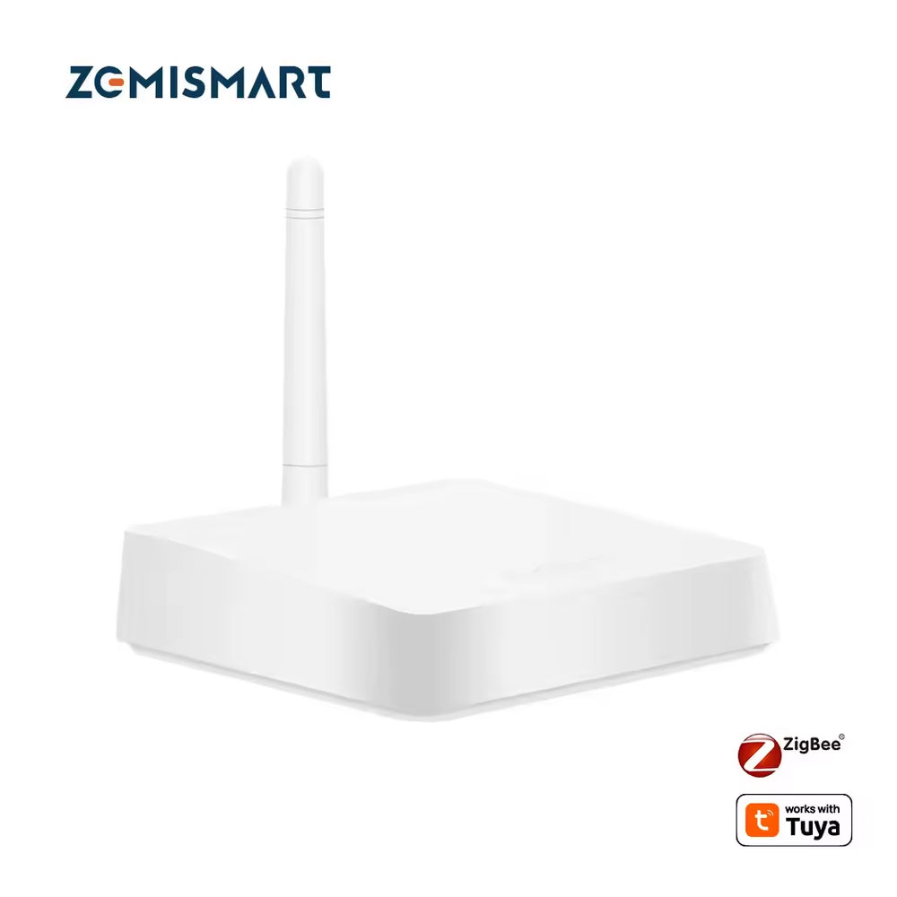 HUB Gateway Zemistart T1, Zigbee 3.0, Controle Por APP Tuya, Com Antena, Branco