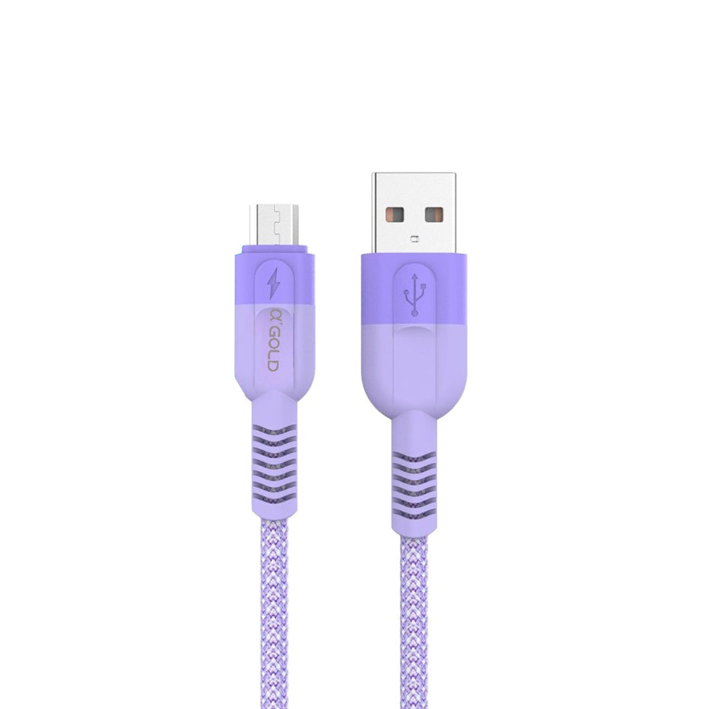 Cabo USB Para Micro USB, Carregamento Rápido, 1 Metro de Comprimento, CB103-1, A'Gold - Roxo