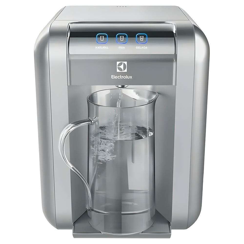 Purificador de Água Gelada Fria e Natural Elétrico Compacto Eletronico Electrolux Cinza Prata, Painel Touch Bivolt PE11X
