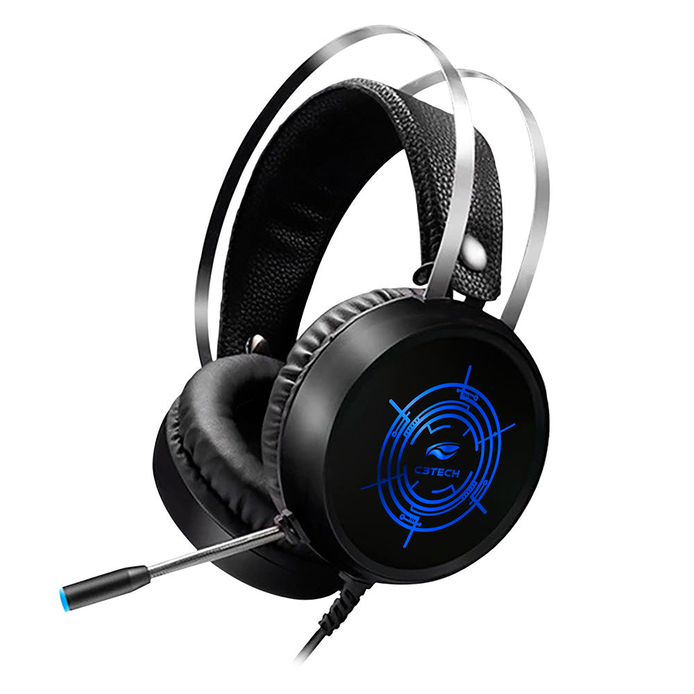 Headset Gamer USB Harrier PH-G330BKV2 C3Tech, Iluminação RGB, Over-Ear, Microfone Integrado, 50mm - Preto