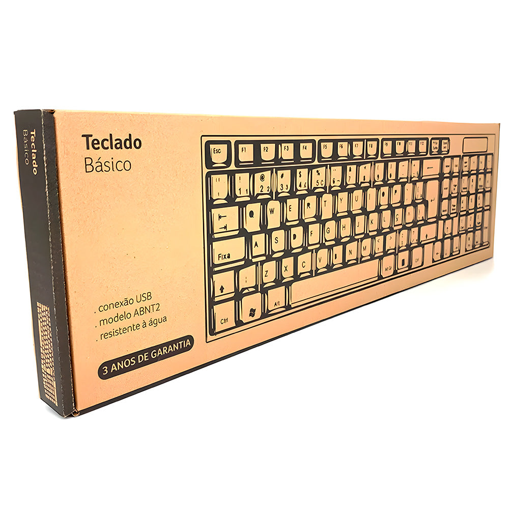 Teclado USB Básico Slim Laser PT TC193BU, Cabo 1.2 Metros, Multilaser, TC193BU