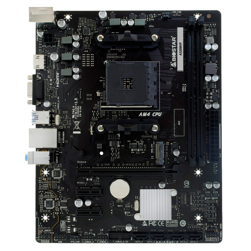 Placa Mãe Biostar A520MH, Chipset A520, AMD AM4, mATX, DDR4, Com Slot Para M.2