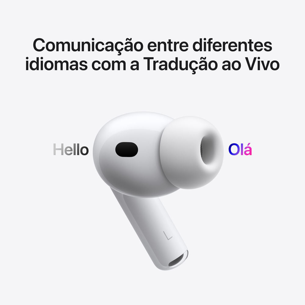 AirPods Pro 3 Apple, Cancelamento Ativo, Ruído 2x Melhor H3 Chip, 5 Tamanhos Tips, Estojo MagSafe USB-C, 8h Bateria