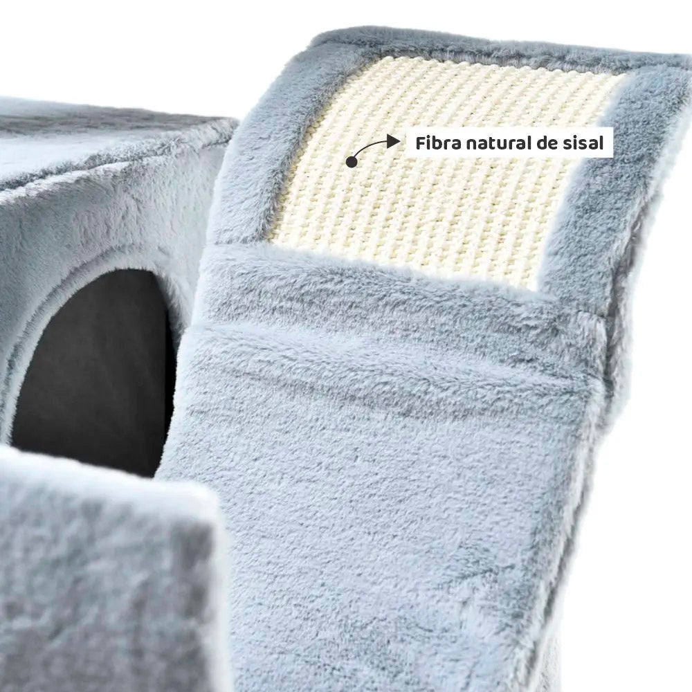 Arranhador De Gato Grande, Luxuoso, Multifuncional Com Casas, Camas, Rede, Poleiros e Brinquedo, Cinza