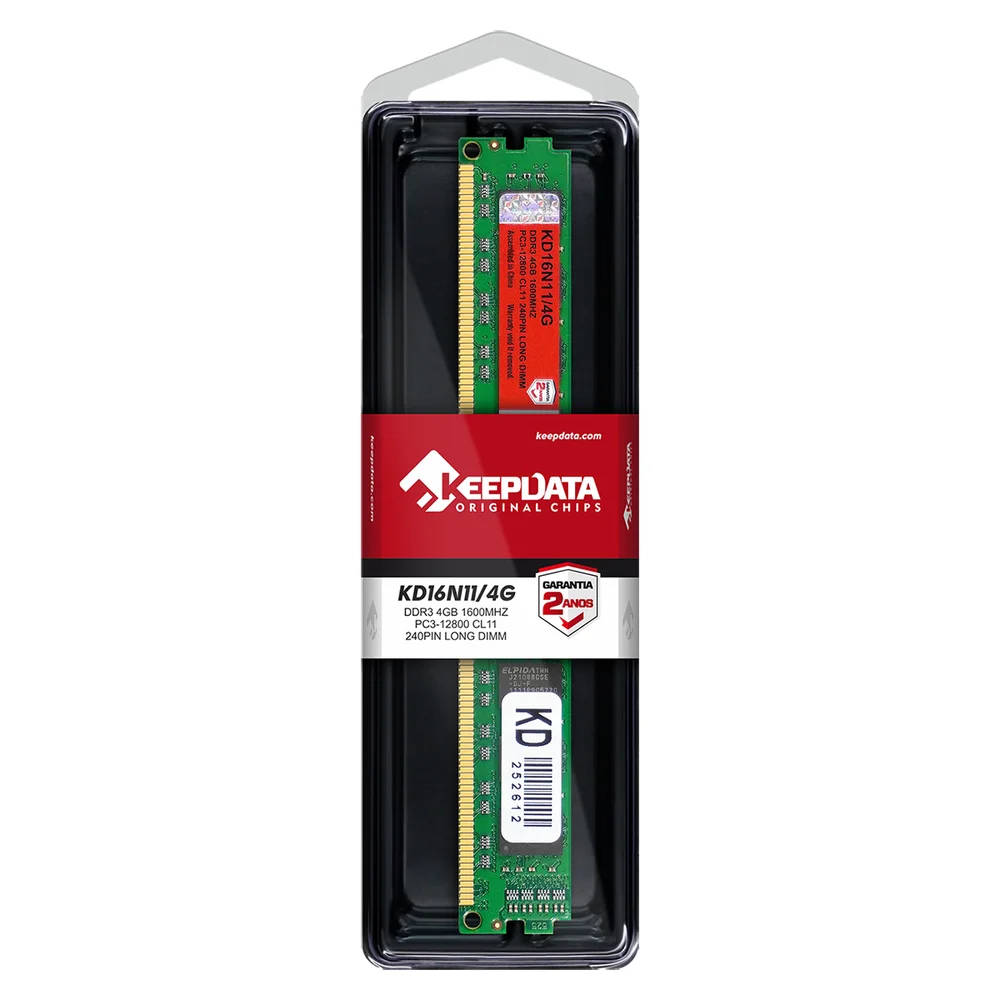 Memória RAM Desktop Keepdata KD16N11/4G, 4GB DDR3 1600MHz, PC3-12800, CL11, 1.5V, 240-Pin UDIMM