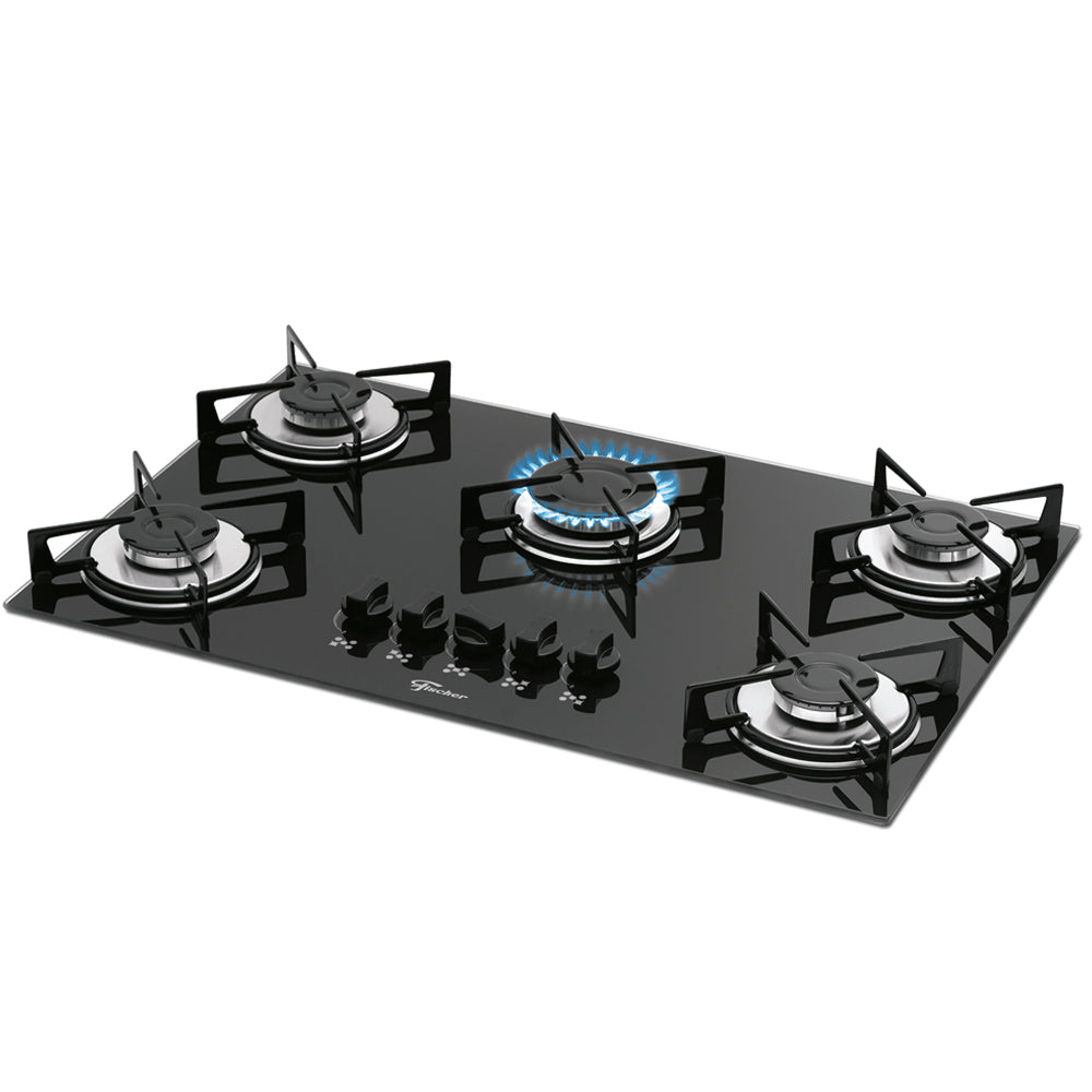 Fogão Cooktop a Gás Fischer 5 Bocas Mesa Vidro Bivolt, 1642-6985