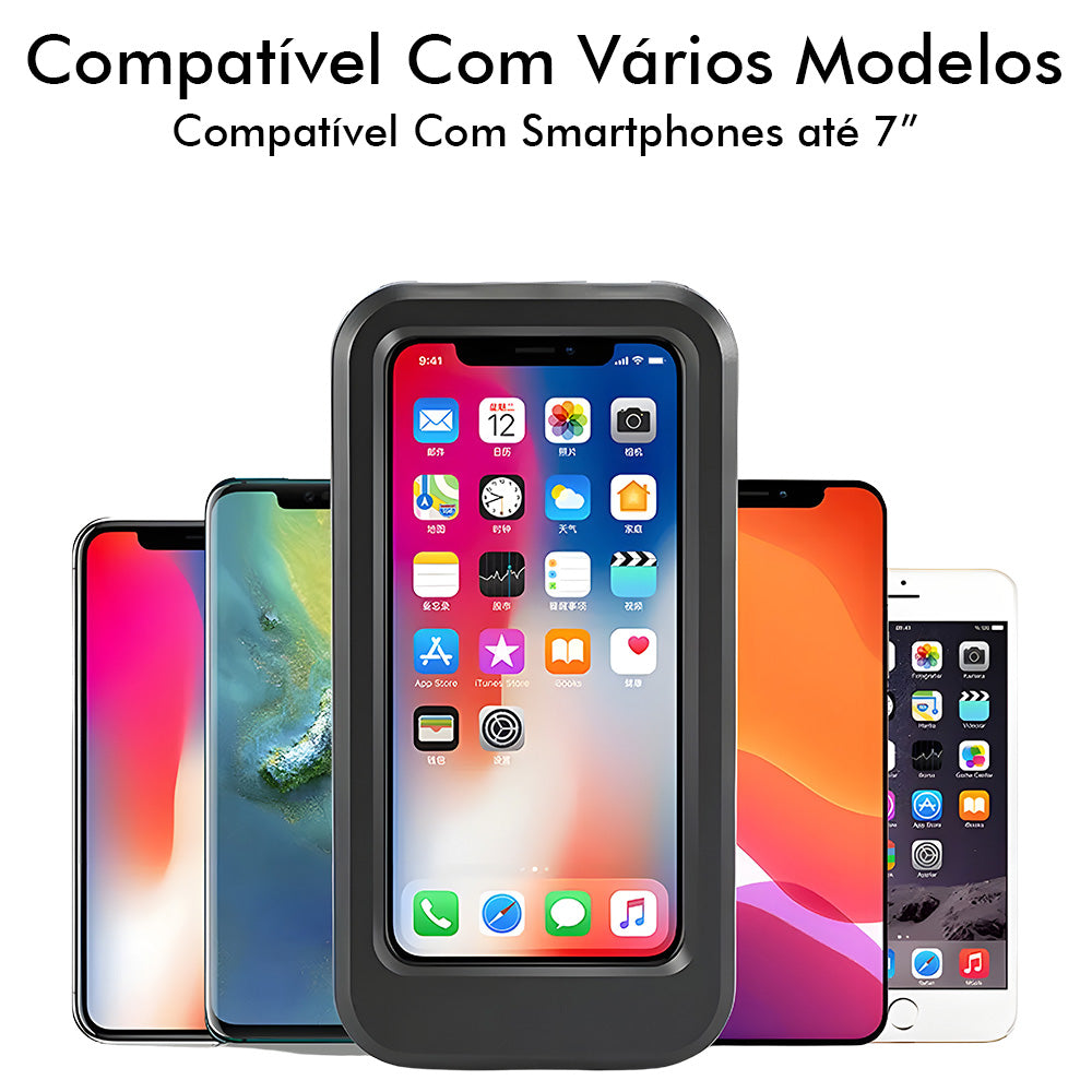 Suporte Para Celular, Impermeável, Para Bicicleta e Moto, Com Articulação e Rotação 360º - Preto