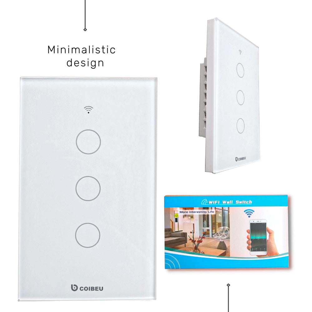 Interruptor Inteligente Wi-Fi Coibeu Touch 3 Teclas Mb303