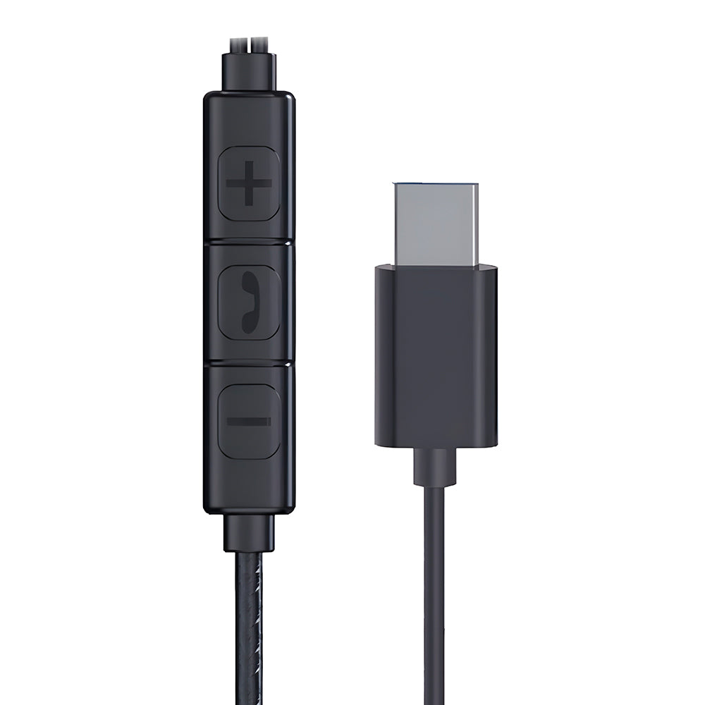 Fone de Ouvido Estéreo com Microfone, Conector USB-C, Acabamento em Alúminio, Cabo 1,2m, TCN Classic - Preto
