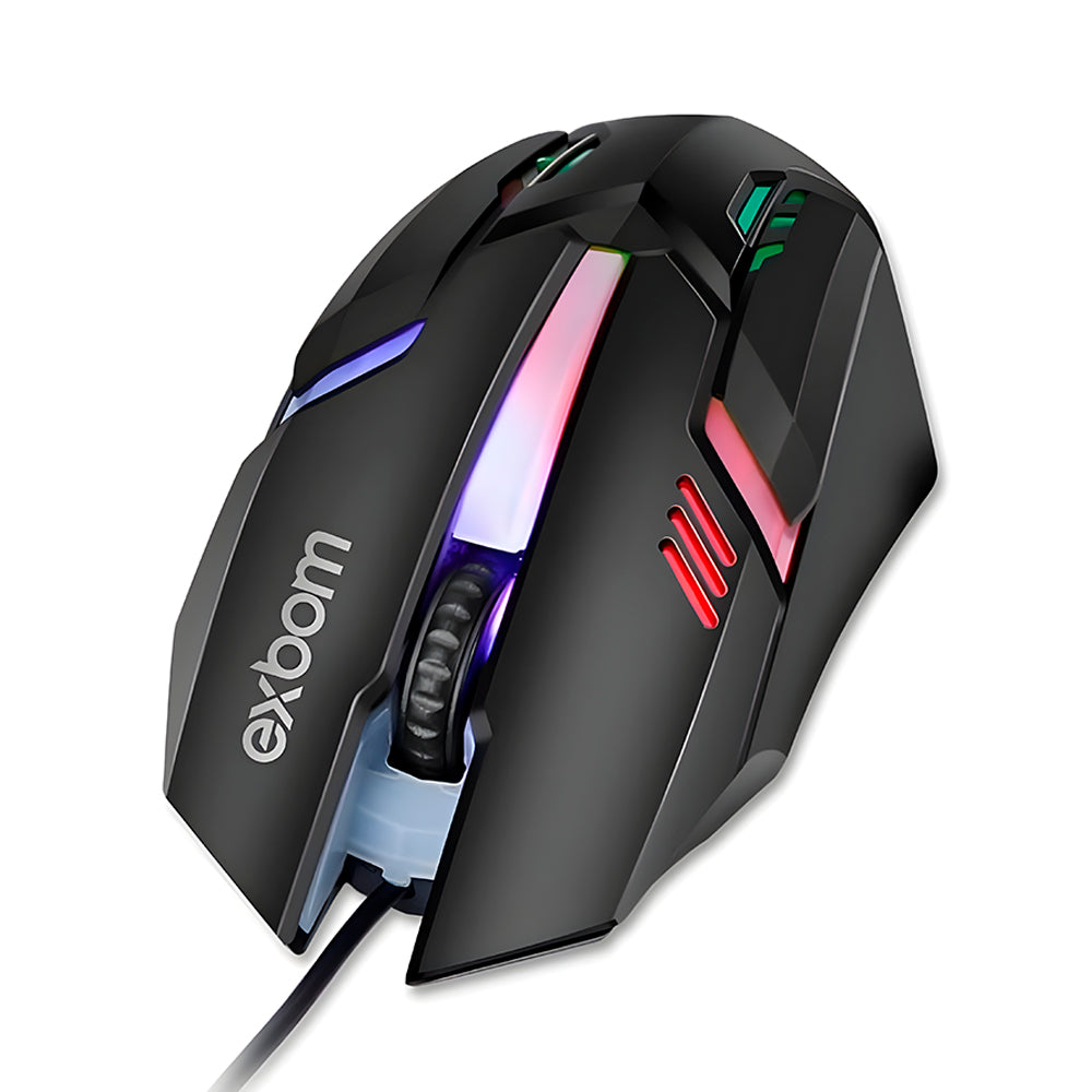 Mouse Gamer USB, 1.200 DPI, LED RGB Multicores, 4D Fighter, Preto, Exbom - MS-62